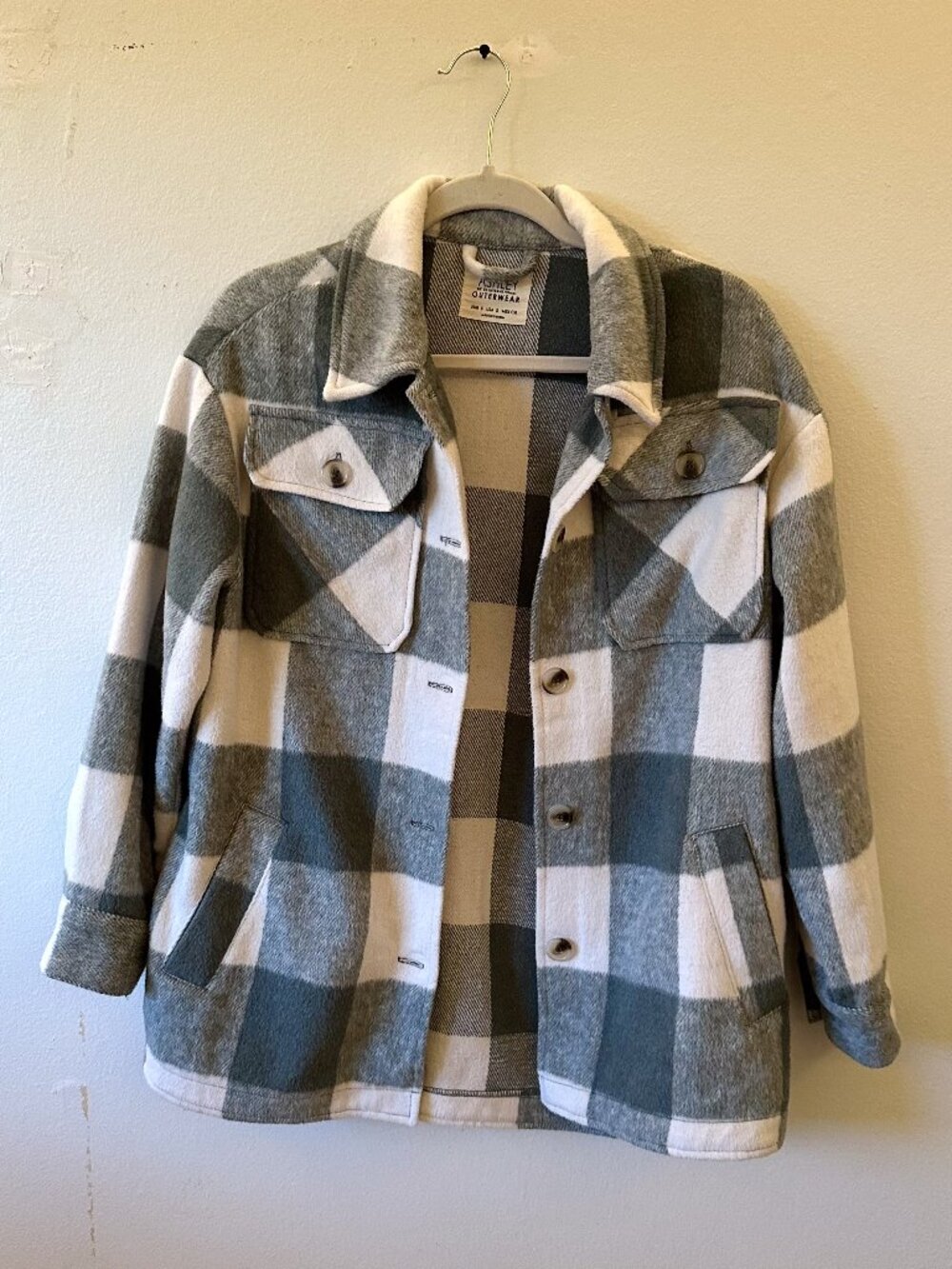Sage and Ivory Plaid Shacket - Size Small